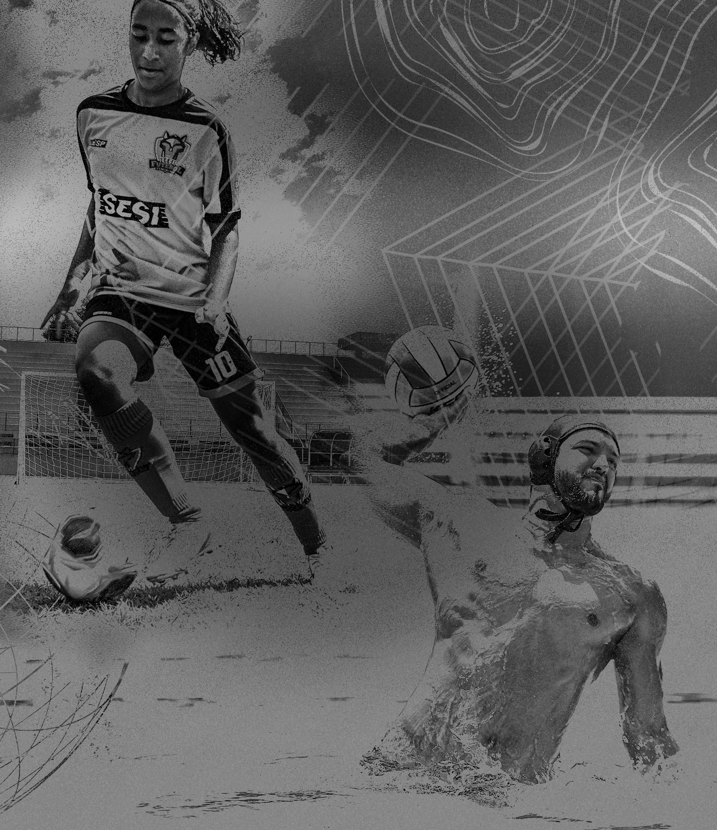 Composição da campanha com atletas do SESI-SP no futebol e na natação.